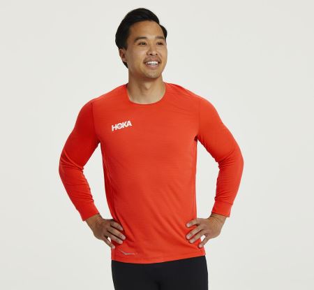 Hoka One One Performance 3/4 Sleeve Barbati - Top Fiesta | RO-mbQbsLe